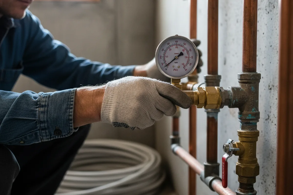 Pressure testing a repaired line during Water Line Repair in New Tripoli